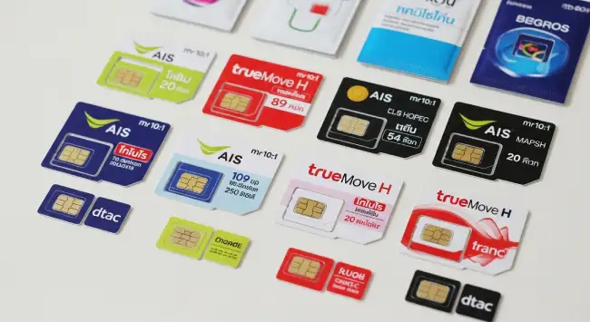 รูปภาพซิมการ์ดเติมเงินจากค่ายต่างๆ